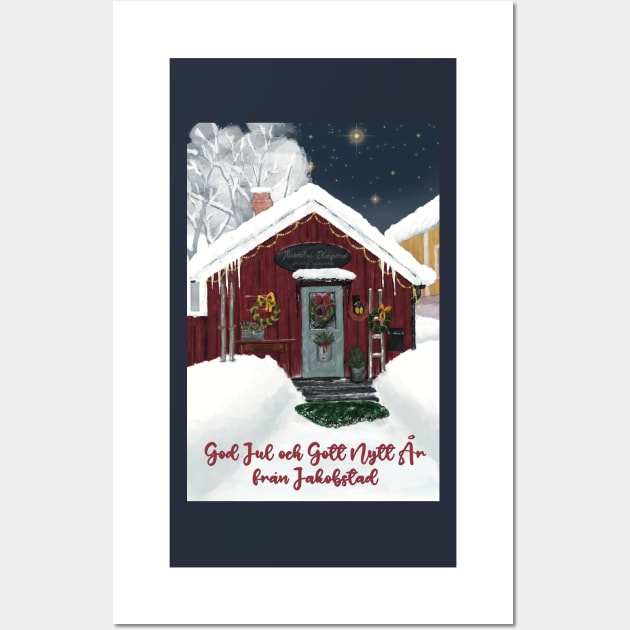 Christmas Greeting card from the old part of Jakobstad called Skata.Swedish text. Wall Art by marina63
